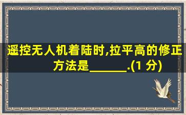 遥控无人机着陆时,拉平高的修正方法是______.(1 分)